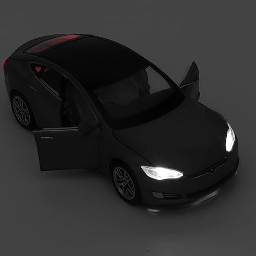 Miniatura 5 de Model S - Coche de juguete fundido a presión de aleación a presión a escala 1:32 a partir de 3 años, auto de juguete con luz y sonido, color negro