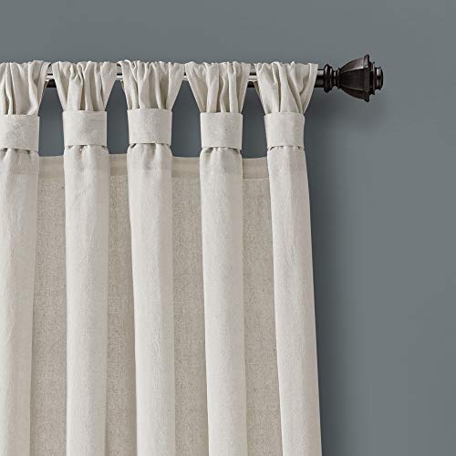 Lush Decor Burlap Knotted Tab-Top Window Curtain Panel Pair, 45"W X 108"L, Light Linen #TOP1