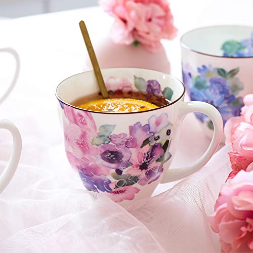 Kubki Styl Wiejski Biuro Do Picia Porcelana Elegancki Kubek Kawy W Kwiaty 330 Ml Owoce Czarna Herbata Mleka Prezent Filiżanka I Spodki Na Herbatę(Style a)