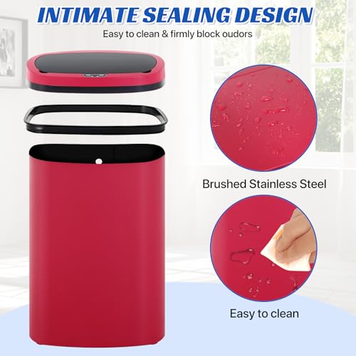 Bote de basura Dkelincs 13 gal Oval con sensor rojo miniatura 4