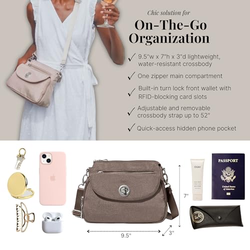 Image of Baggallini Calais Crossbody Bags for Women 10x7 Lightweight Water-Resistant Travel Purse, RFID & Interior Organization