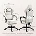 Dowinx Gaming Stuhl Stoff, Massage Gaming Sessel mit Fußstütze, Ergonomischer PC Stuhl Gamer Stuhl Bürostuhl 150 kg belastbarkeit, Beige