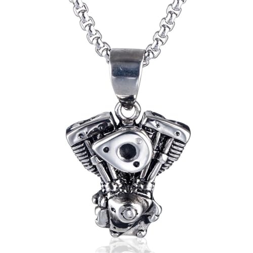 Collana da Biker con Motore di Moto, Ciondolo in Lega Meccanica Vintage per Uomini, Gioielli Punk allo Stile Harley, Regalo per Appassionati di Moto