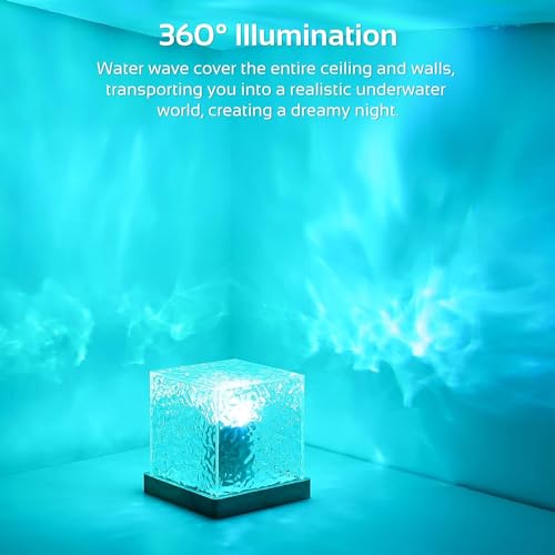 Desidiya® Projector Lights Ocean Wave, Romantic Warm Ocean Wave Water Night Light Projector 3D Water Wave Effect, Romantic LED Light Projector Projection Lamps Crystal Table Lamp for Bedroom Decor