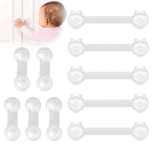 10 cerraduras de seguridad transparentes a prueba de bebés, cerraduras de armario ajustables para niños y bebés, fácil instalación, no requiere taladrar, para armarios, cajones, armarios,