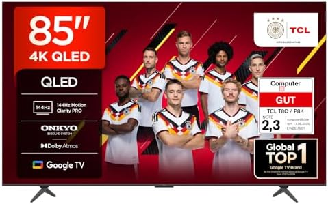 TCL 85T8C 85 Zoll QLED 4K HDR Ultra HD Fernseher, Smart TV mithil...