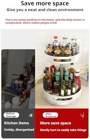Organizador giratorio para especias, bandeja de almacenamiento de metal giratoria de 2 a 3 niveles para encimera de cocina, comedor, armario o baño