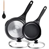 Stone&Stone Set 2 Padelle Antiaderenti 24cm e 28cm Rivestimento Ceramico Tedesco GREBLON Super Antiaderente, Alluminio e Acciaio per Induzione e Gas Prive di PFAS, PTFE PFOA + 2 Coperchi è 2 Cucchiai