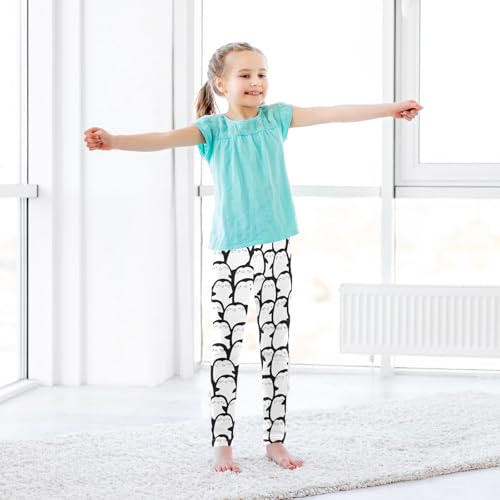 CaTaKu Girls Leggings Penguins Black and White Leggings for Girls Kids Athletic Workout Yoga Pants Size 4-10T3