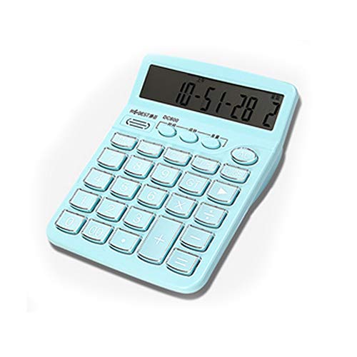 Calculator, Standard Function Desktop Calculator, 12-bit Widescreen Display, Voice Electronic Calculator, Daily and Basic Office Equipment (Color : Blue)