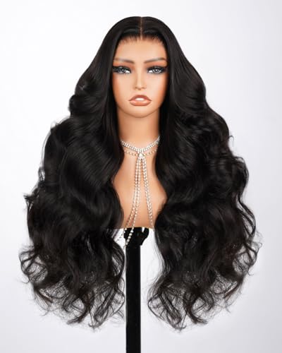 MEGALOOK Pelucas Pelo Humano13x6 HD Lace Front Wear and Go Glueless Wig Human Hair Upgraded Ear-To-Ear Frontal Wig Body Wave Human Hair Drawstring Wigs12A Pre Plucked Pre-Bleached Pre-Cut Wigs 26 Inch