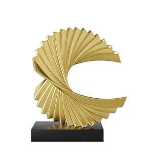 Gold Ocean Wave Statue, Modern Abstract Art, Resin Statue, Office Desk & Shelf Decor Accent for Men