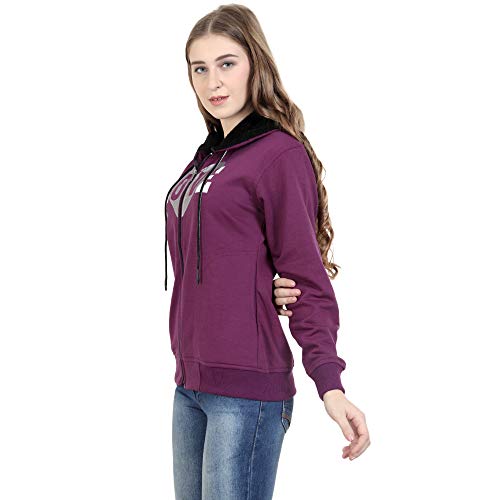 Image of Matelco Women Printed Sweatshirt with Hooded (Dark Pink S)