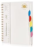 LIGUNLI Spiral Notebook, 5 Subject Plastic Hardcover Notebook, with Dividers A5 Durable Lined Notepa
