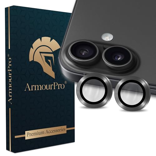 Image of ArmourPro Premium Camera Lens Protector Tempered Glass Compatible For iPhone 17 Tough HD Individual Aluminum Alloy Rings 9H Camera Cover, Scratch-Resistant,Camera Lens Protection| Black