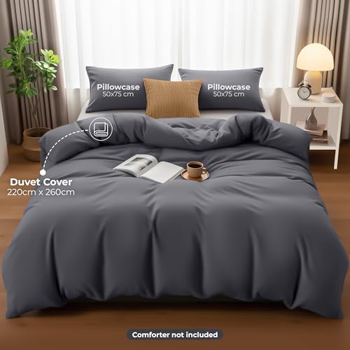 Utopia Bedding Super King Size Duvet Cover Sets - Soft Microfibre Polyester Duvet Cover with Pillow cases - Bedding Quilt Cover Set (Grey)