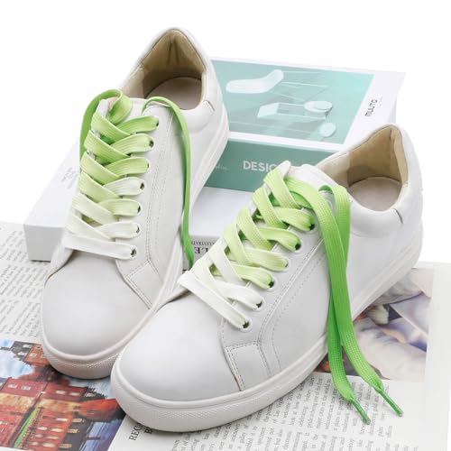 Image of Flat Colorful Shoelaces Gradient Rainbow Shoe Lace Shoestring 2 Pair