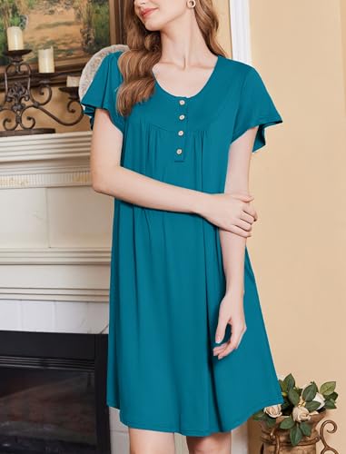 Image of Ekouaer House Dress for Women with Pockets Short Sleeve Moo Moos Plus Size Nightgowns Floral Print Mumu Dresses