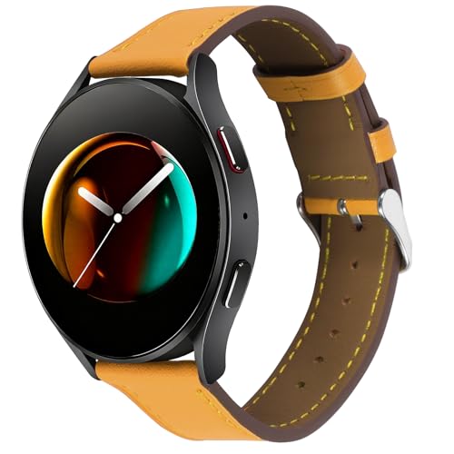 Italy Genuine Leather Watch Bands Men Women Compatible with Samsung Galaxy Watch Band, 20mm 22mm Lugs Watch Straps, Quick Release Wear-resistant Sweat-Resistant Smartwatch Replacement Strap