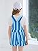 Haloumoning Girls Striped Overalls Kids Fashion Adjustable Straps Colorblock Overall Shorts Rompers with Pockets 5-14Y