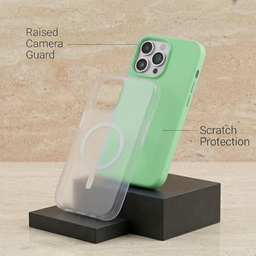 Image of amazon basics Luxury MagSafe Compatible Magnetic Case for iPhone 15 Pro | Soft Touch Matte Pastel Finish | Shockproof Back Cover with Camera Protection (Green)