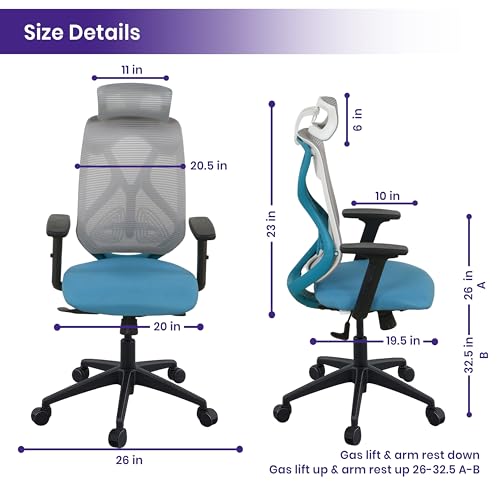 Image of Wakefit Gravita Ergonomic Office Chair for Work | 3 Year Warranty | Multi-Lock Seat Slider and Recline | Soft Armrest with 3D Adjustability| Strong Nylon Base | 8+ Hours of Comfort| White and Green