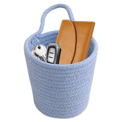 Cesta organizadora montada en la pared, cesta de almacenamiento de cuerda de algodón, Cesta organizadora de pared tejida a mano, de con asa para almacenamiento de verduras, patatas y cebol