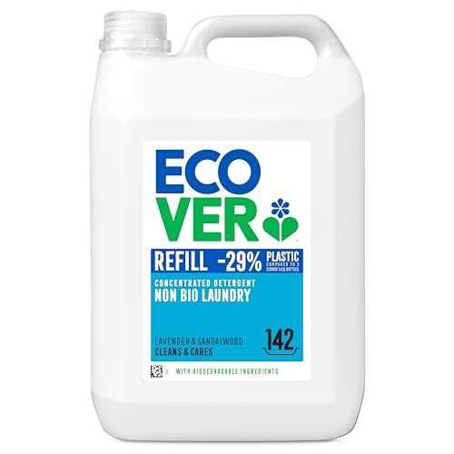 Ecover Concentrated Non-Bio, Laundry Detergent Refill, Laundry Washing Liquid, Lavender and Sandalwood, 142 Washes, 5L