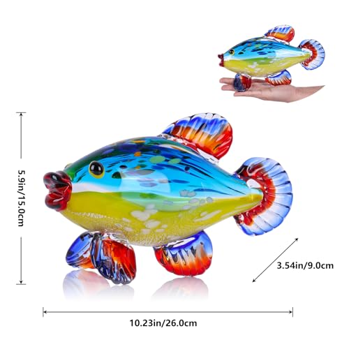 Figura Decorativa de Vidrio en Forma de Pez Azul miniatura 2