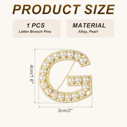 Image of PATIKIL Letter Brooch Pins, Pearl Initial Alphabet Letter Lapel Badges Pin for Women Men Girl Wife Suits