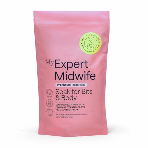 My Expert Midwife Soak for Bits Epsom Salts and Essential Oils Postpartum Bath Soak to Clean and Soothe The Perineum Calm Aching Muscles Post-Birth Aid Birth Recovery Safe After C-Section - 750g
