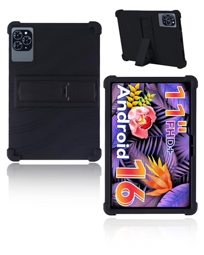 Protection silicone Zenva T90 11 pouces noire flexible avec pied de maintien amovible