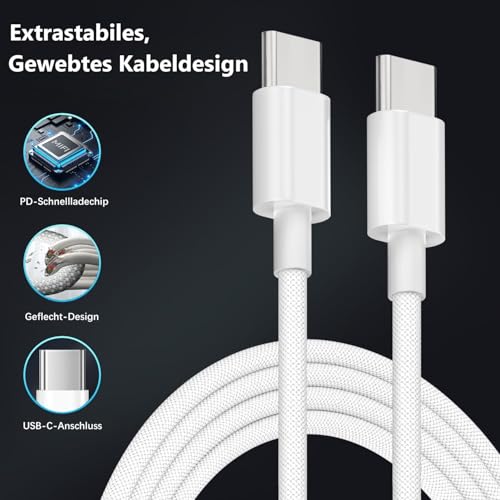USB C Schnellladegerät und Ladekabel für iPhone 17 16 16e 15/Pro/Pro Max/17 Air/16 15 Plus,iPad Air/Pro/11.Generation,25W Ladegerät Stecker Netzteil mit 1M Schnellladekabel Kabel Charger Adapter