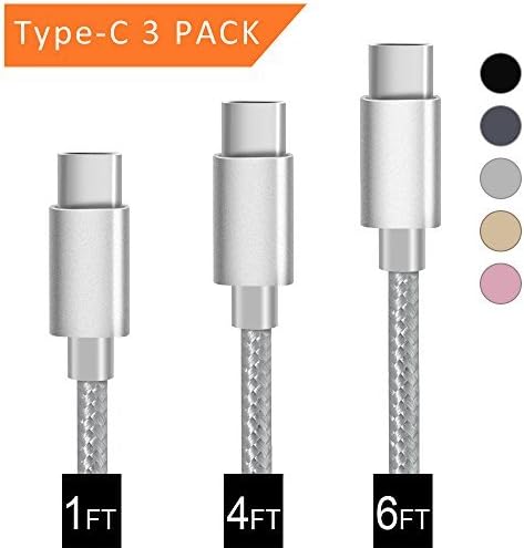 USB Type C Cable, BRG USB C Cable (USB 2.0) 3 Pack (1ft,4ft,6ft) Nylon Braided USB C to USB AFast Charger Cord Compatible Samsung Galaxy S9 8Plus Note9 8, LG V20, Moto Z2