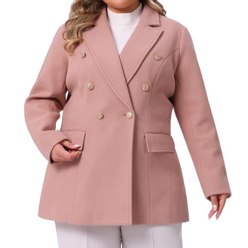 Agnes Orinda Women's Casual Coat for Women Plus Size Notch Double-Breasted Lapel Jacket Outwear Winter Coats2