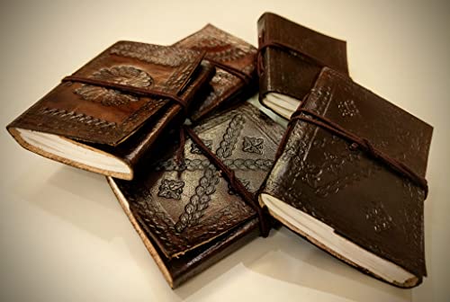 Vintage-Assorted-Patterns-Single-Piece-Handmade-Leather-Bound-Slim-Pocket-Journal-Acid-Free-Unlined-Cotton-Recycled-Pages-Mini-Eco-Friendly-Notebook-Book-of-Shadows-Travel-Notepad