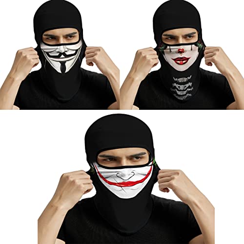 Image of Red Plume 3PCS Balaclava Full Face Mask Ski Mask UV Protection Cover Motorcycle Full Face Mask for Men Women Outdoor Sports