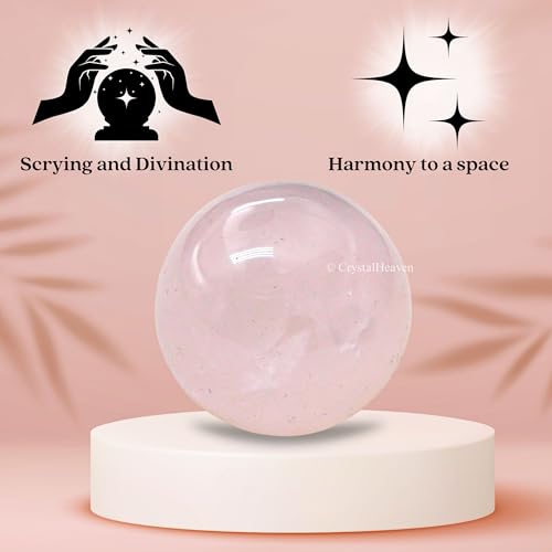 Image of Certified Rose Quartz Crystal Ball for Meditation | Premium Crystal Vastu Items for Home and Feng Shui Items for Good Luck - Pooja Supplies and Spiritual Practices (1 Inch)