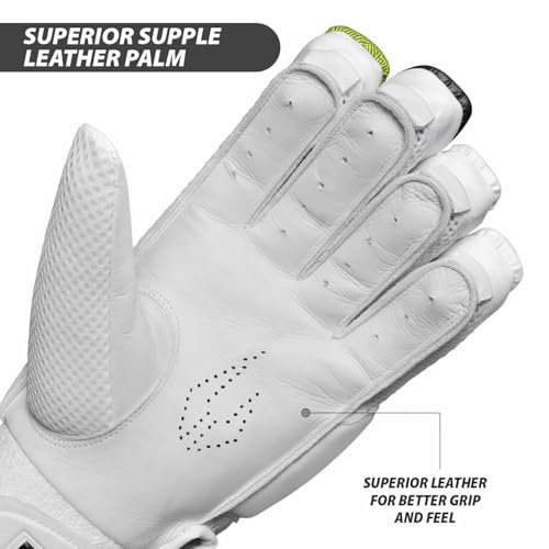 Image of DSC Leather Fury Cricket Batting Gloves for Mens, Size - Mens, Right Hand, White