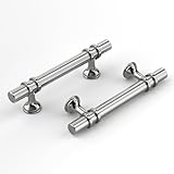 Haliwu Paquete de 12 tiradores de gabinete de níquel cepillado, tiradores de gabinete de 5 pulgadas con espacio entre agujeros