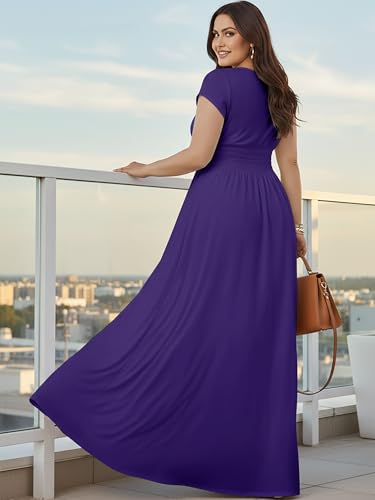 Image of KOH KOH Womens Sexy Cap Short Sleeve V-Neck Flowy Cocktail Gown