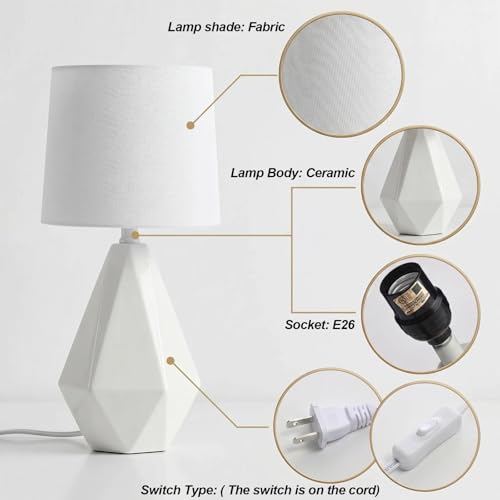 Lámpara de Mesa Cerámica Blanca Moderna Pequeña miniatura 3