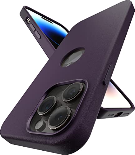Image of eller sante Lexza for iPhone 14 Pro Case Cover, Premium Leather, Military-Grade Metal Ring Camera Protection, Slim, Thin Compatible with iPhone 14 Pro Back Cover (Purple)