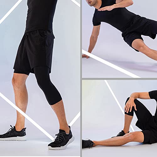 Lanbaosi 2 Pack 3/4 One Leg Compression Tights For Basketball Leg Sleeve Capri Athletic Base Layer Underwear For Gym Running #TOP5