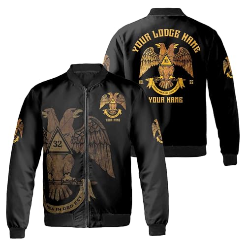 Custom Rite of Scottish 32 Degree Emblem Masonic Unisex Bomber Jacket S-5XL