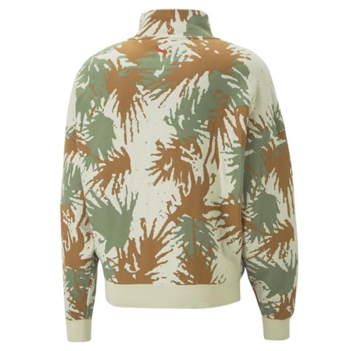 PUMA Mens Childhood Dreams Graphic Mock Neck Long Sleeve Quarter Zip Casual Tops Casual Pullover - Beige, Brown, Green2