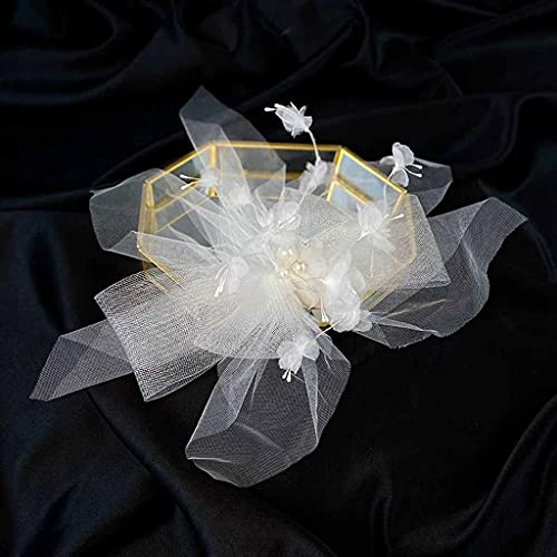 Fascinator tocado de malla de alta costura con clip floral lateral 2