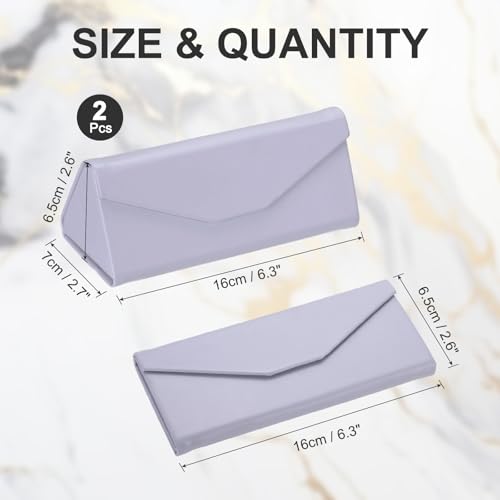Image of PATIKIL Foldable Glasses Case, Triangle Magnetic Sunglasses Organizer Case PU Leather Hard Eyeglass Case for Women (2 Pcs)