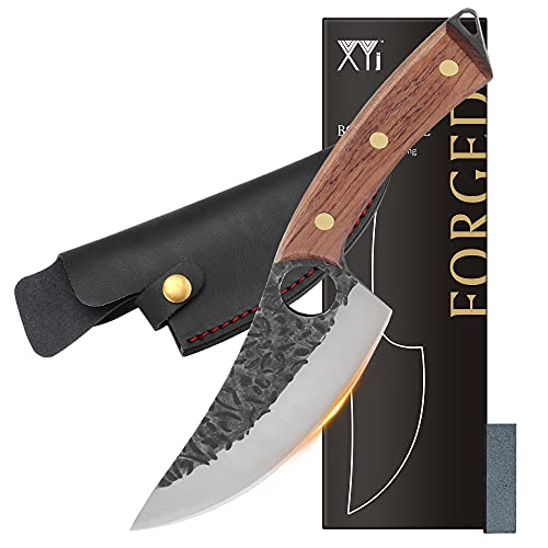 XYJ FULL TANG cuchillo de filete de deshuesado de 6 pulgadas para pesca al aire libre cortador de cocina Cuchillos de filete con funda de transporte de acero inoxidable de alto carbono mango cómodo