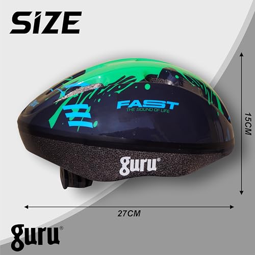 Image of GURU Cycling Helmet, Light Weight with Superior Ventilation, Helmet for Mountain, Road Bike & Skating Helmet with Premium Black EPS Foam Lining, Ideal for Adults and Kids